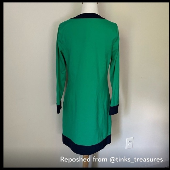 Vineyard Vines Jade Green and Navy Blue Dress, Long Sleeve, A-Line, size 6 - Picture 10 of 10